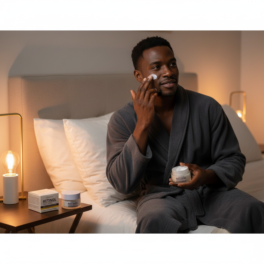 Black Man Nighttime Skincare Lifestyle