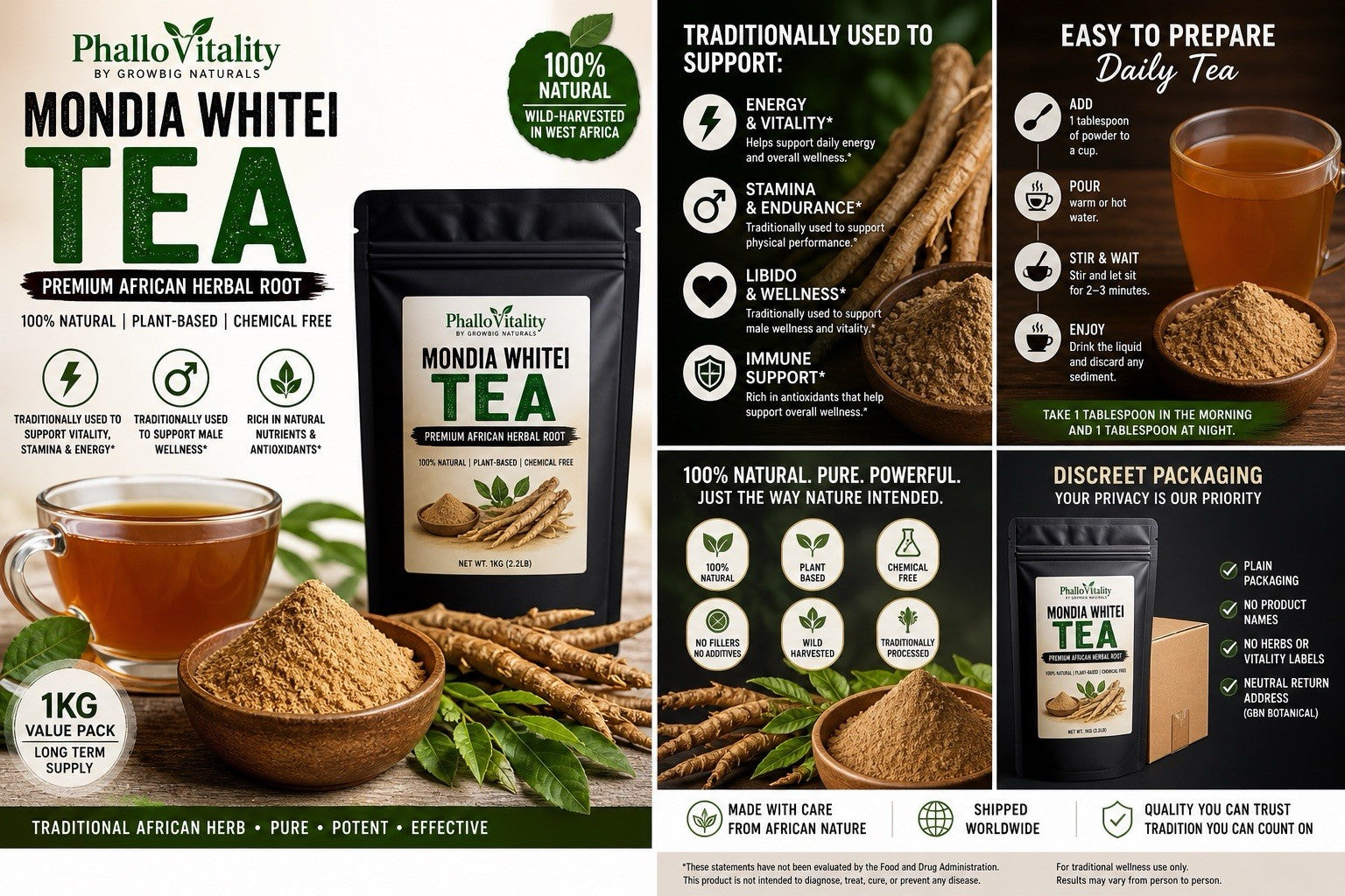 Modia Whitea Tea - Lasts Longer in Bed 100% Natural Men's Formula...