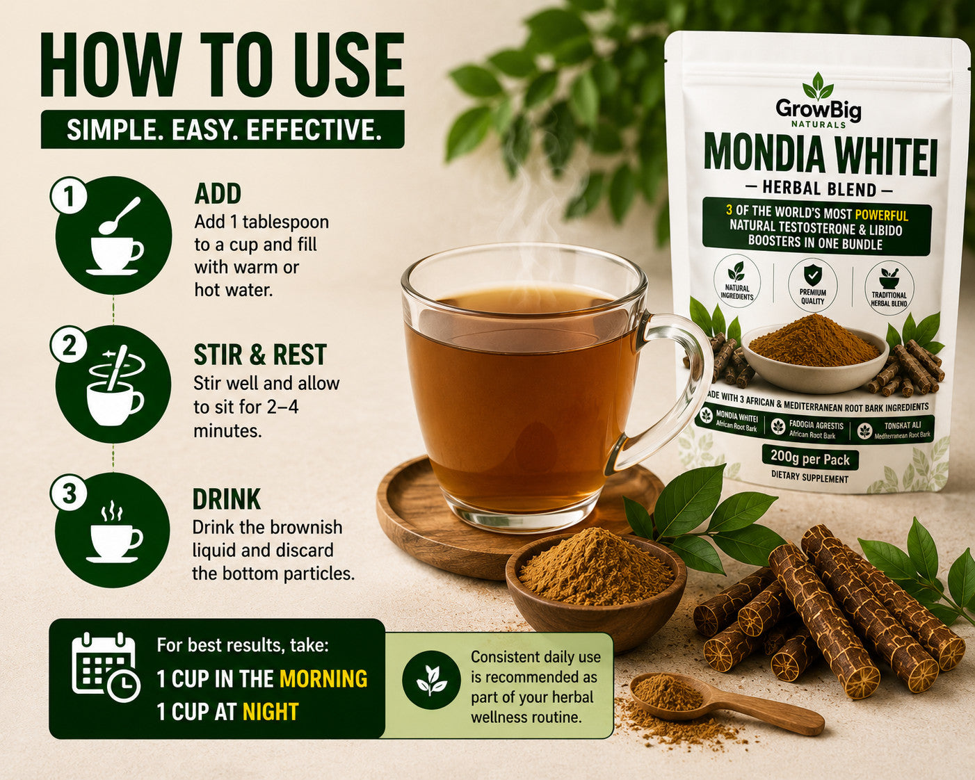 Mondia Whitei Tea | Phallovitality Men Aphrodisiac Last Longer | 1KG x5Pks| DHL