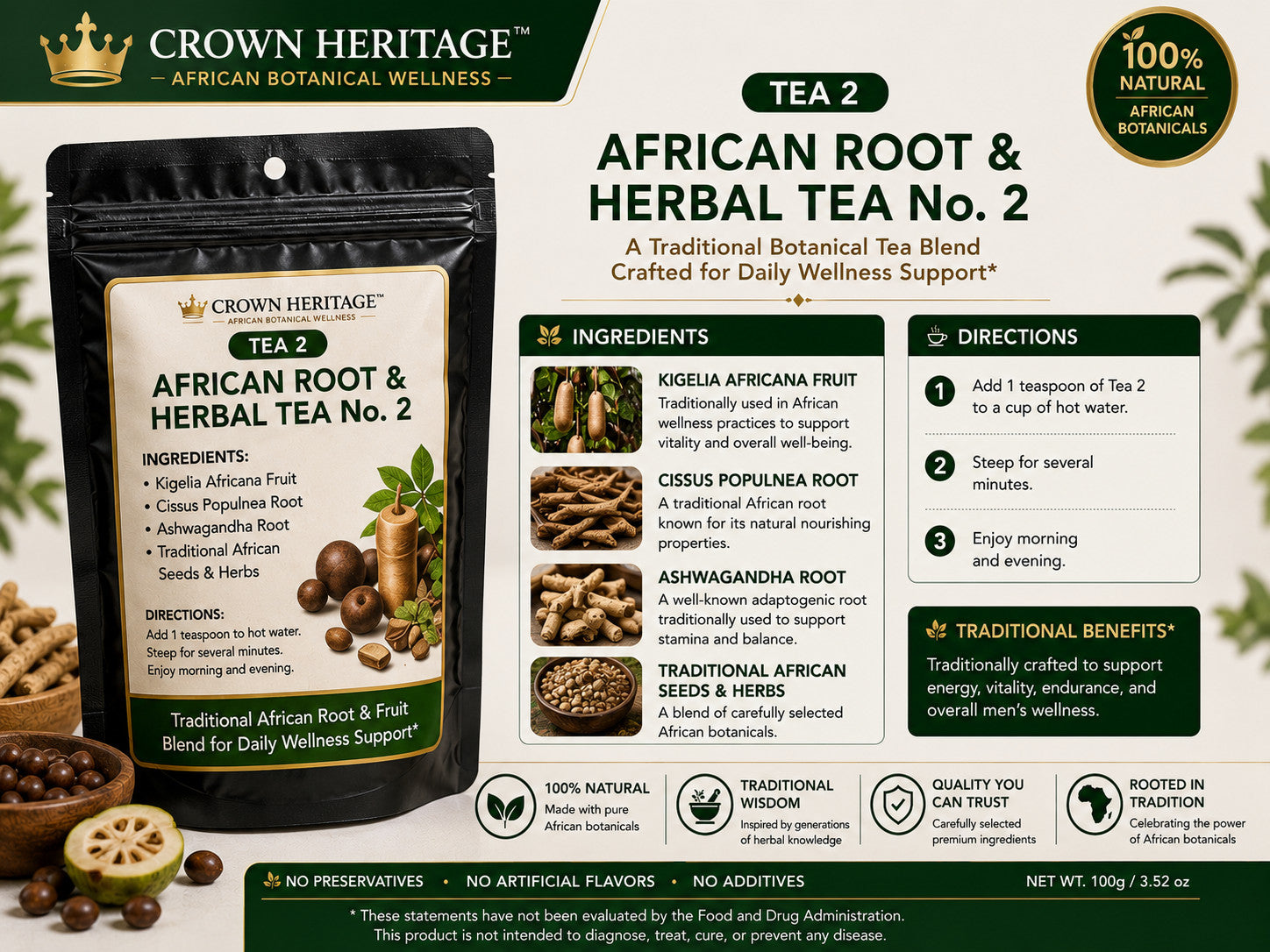 Men’s Wellness Kit Herbal Tea Tonic Massage Oil Syrup Botanical Bundle| 2kg 8wks